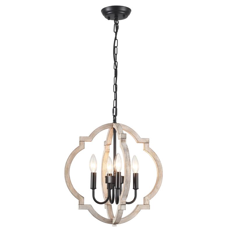 4-Light Rustic Candlestick Hanging Linear Chandelier Lighting Island Chandelier for Dining Room Kitchen Island