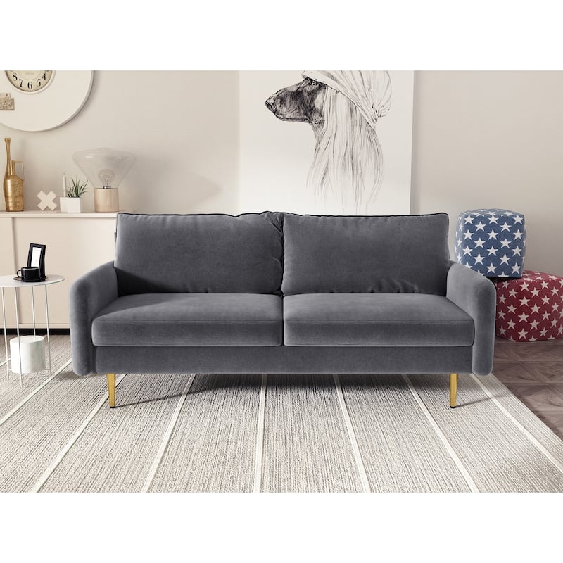 70'' Velvet Square Arm Sofa - Grey