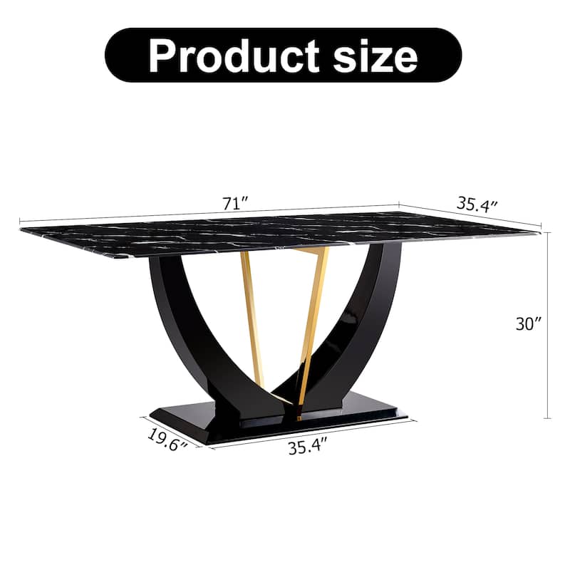 Modern Minimalist Imitation Marble Texture Dining Table