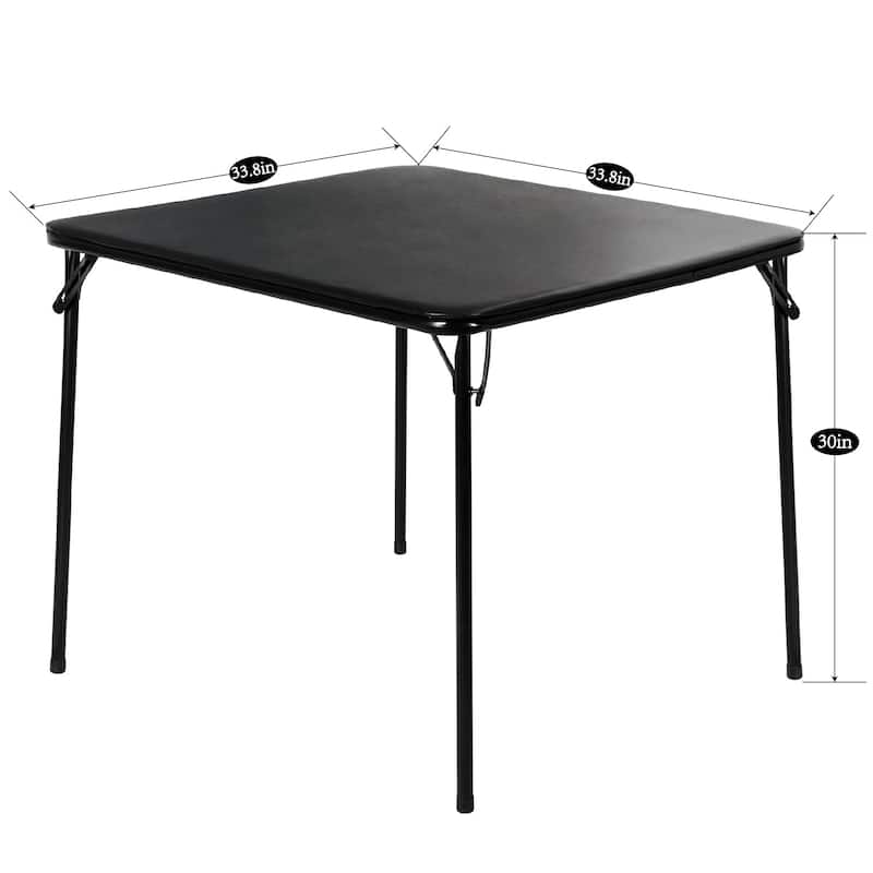 VECELO 5-Piece 1 Table + 4 Folding Chairs Card Game Set 33.8” Square PU Leather Multi-Purpose Table for Indoor Outdoor Use