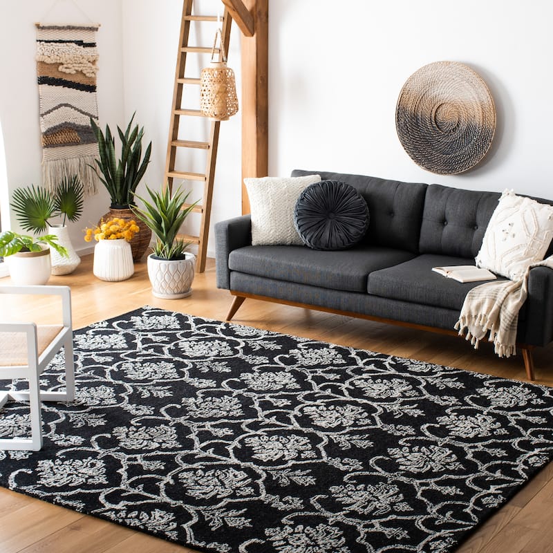 SAFAVIEH Handmade Metro Elixabete French Country Wool Rug - 8' x 10' - Black/Ivory