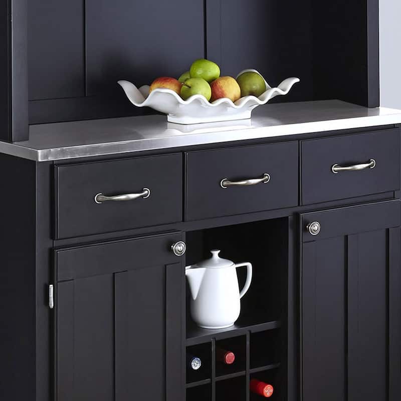 Buffet of Buffets Black Server with Hutch & Stainless Steel Top