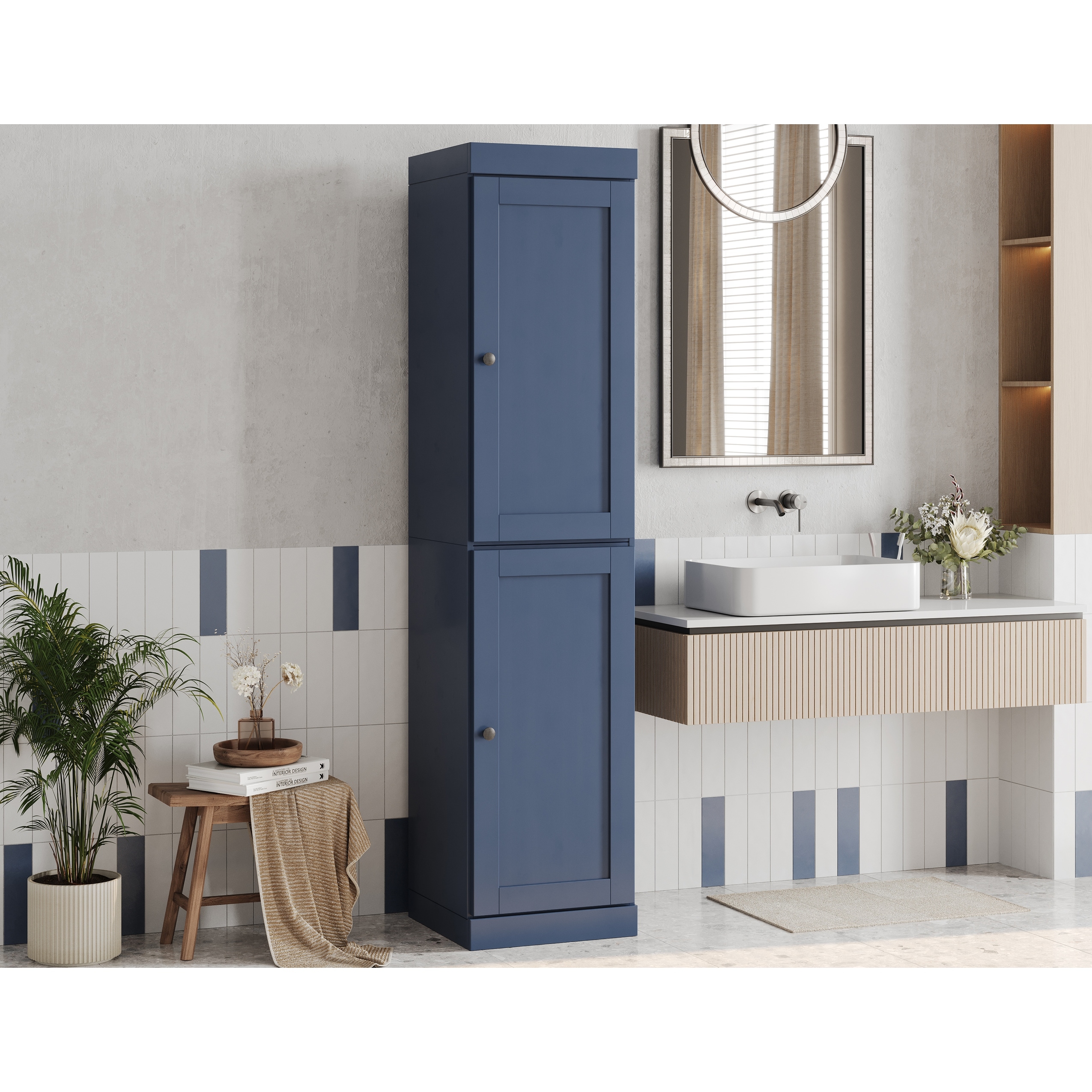Palace Imports 100% Solid Wood Tall Narrow Shaker Bathroom Storage Cabinet, 16.5" W x 71.5" H
