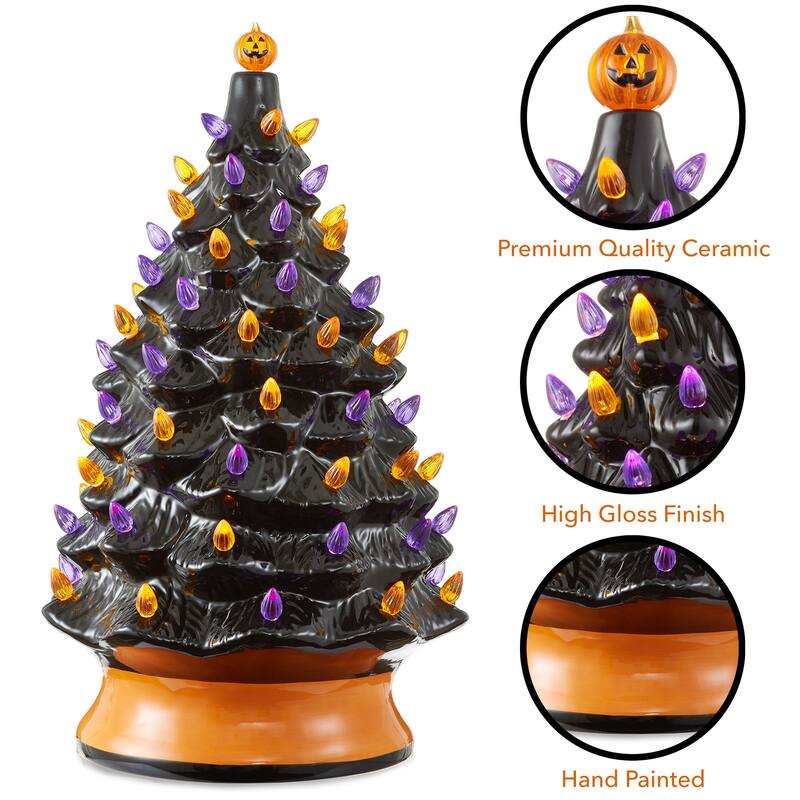 24in Hand Painted Ceramic Christmas Tree PreLit Tree with Star