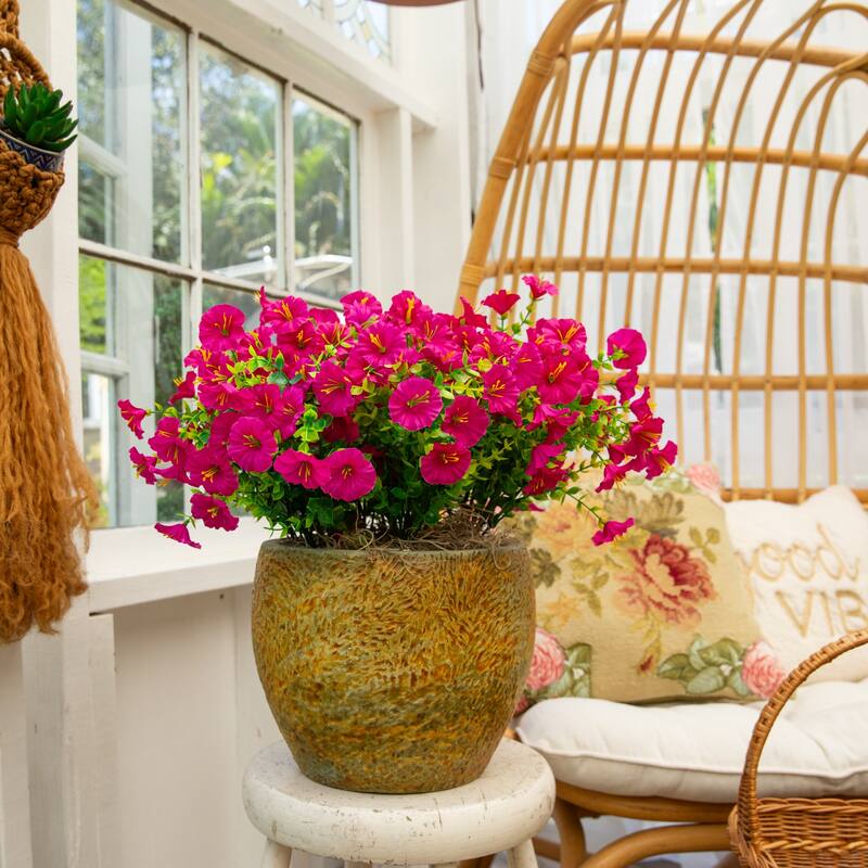 14-in UV Resistant Artificial Morning Glory Bush - Set of 12