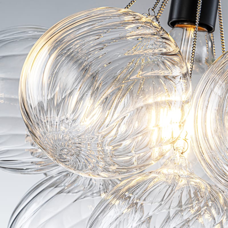 Starsky 1-Light 14in. Contemporary Glass Bubble Semi Flush Mount