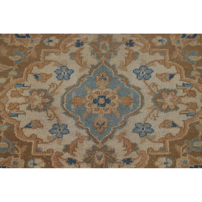 Traditional Mashad Persian Area Rug Handmade Floral Wool Carpet - 9'7" x 12'9"