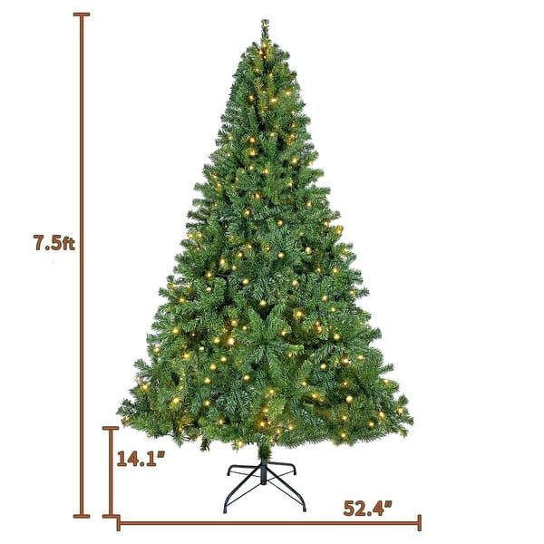 7.5 ft. Green Pre-lit LED Regular Classic Fir Artificial Christmas Tree ...