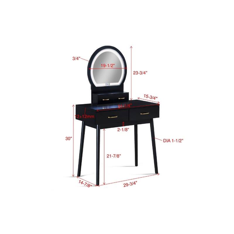 Vanity Dresser with Mirror and Stool Set Storage Drawers Luxury Furniture