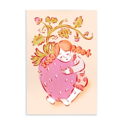 Stupell Girl Hugging Strawberry Wall Plaque Art Design By Hannah Moren
