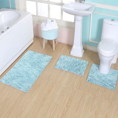 Home Weavers Cloud Comfort 100% Microfiber Bath Rug Set, Machine Washable & Non Slip Rug, Thick Plush Rugs for Shower - 3Pc Set