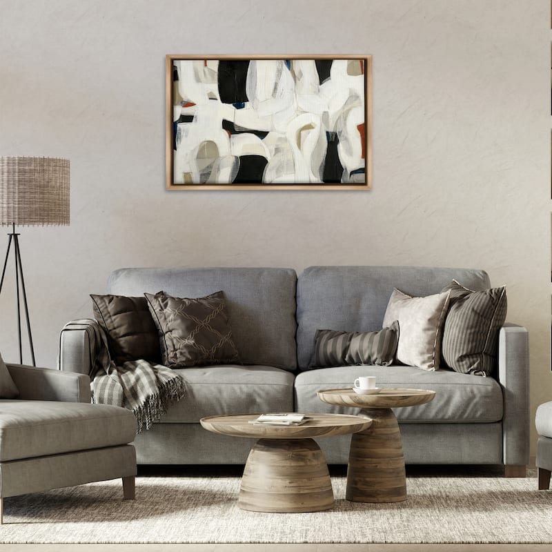 Stupell Dynamic Earthy Shapes Framed Floater Canvas Wall Art Design By Kippi Leonard
