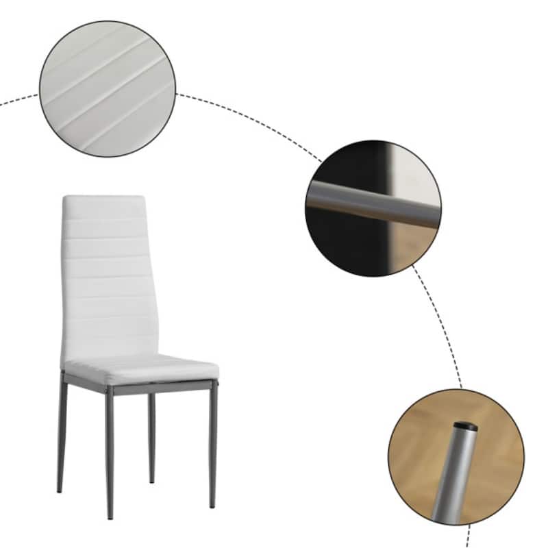 4pcs backrest cushion horizontal sewing decoration PU leather dining chair - (16.5 x 17.7 x 37.8)"