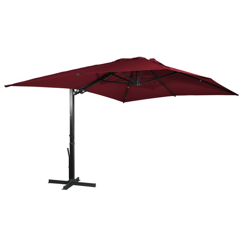 10 x 13ft Patio Rectangular Cantilever Market Umbrella With Stand