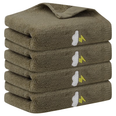 Cotton Cartoon Pattern Hand Towels, Absorbent and Comfort Decorative Towel for Bathroom Kitchen 14" x 30" Brown