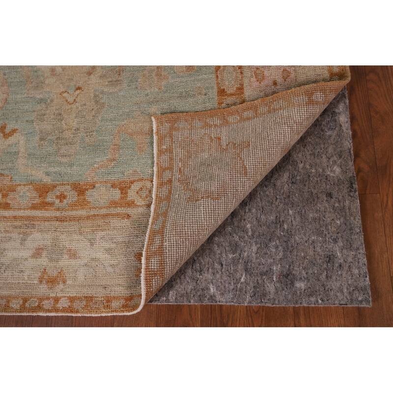 Vegetable Dye Oushak Turkish Runner Rug Handmade Wool Carpet - 4'0" x 12'2"