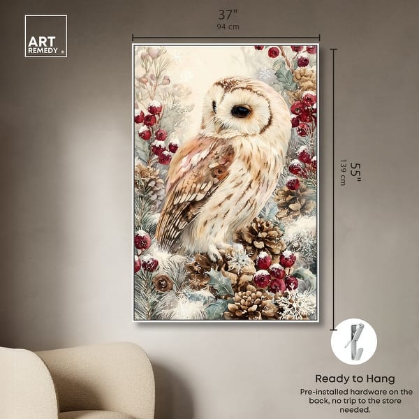 dimension image slide 10 of 24, Christmas Forest Owl III Wall Decor Canvas Print by Art Remedy