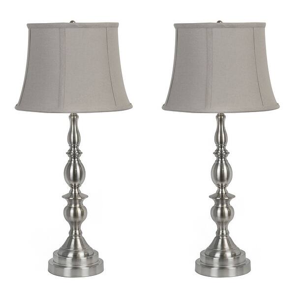 Copper Grove Melitopol Metal Table Lamps w/ Linen Drum Shades (Set of 2 ...