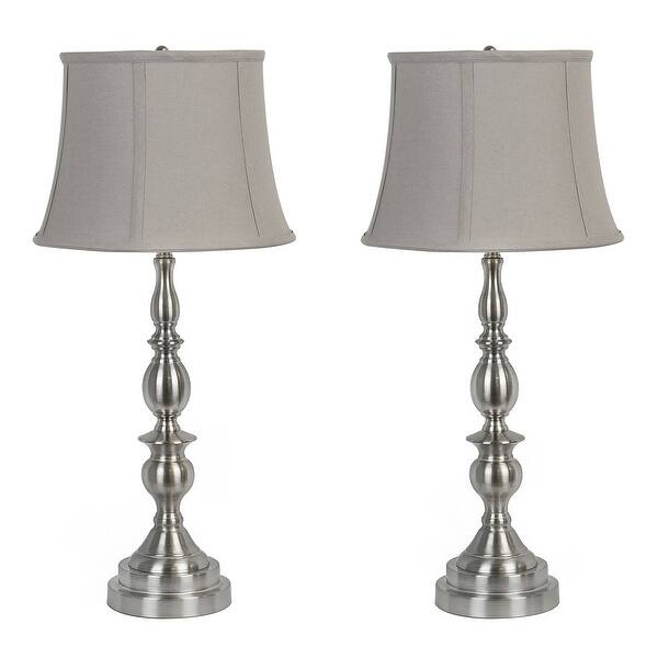 Copper Grove Melitopol Metal Table Lamps w/ Linen Drum Shades (Set of 2