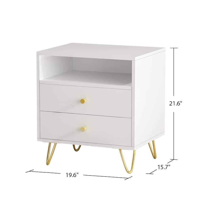 2-Drawer Nightstand With One-Shelf