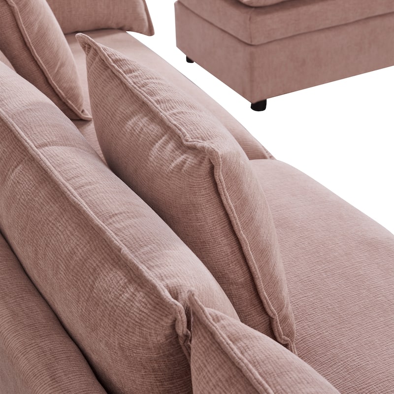 108.66"Chenille L-shaped Sectional Sofa with Convertible Chaise,Comfy Cloud Couch Deep Sectional Sofa with Ottomans