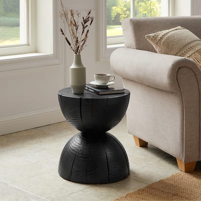 Art Leon Round Solid Pine Wood End Table