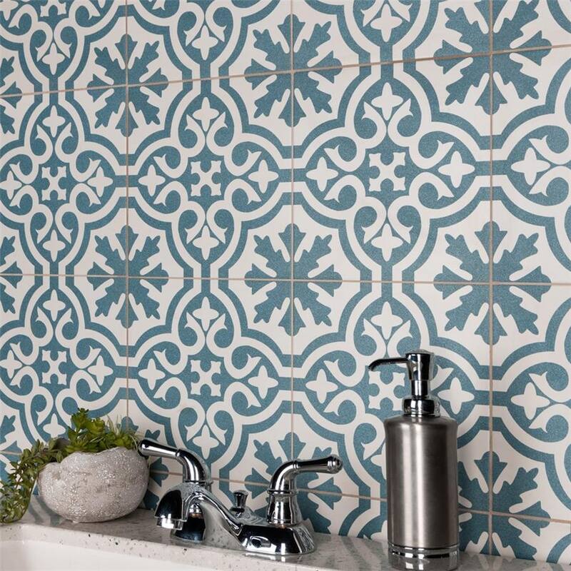 Merola Tile Berkeley Blue 17-5/8" x 17-5/8" Ceramic Floor and Wall Tile