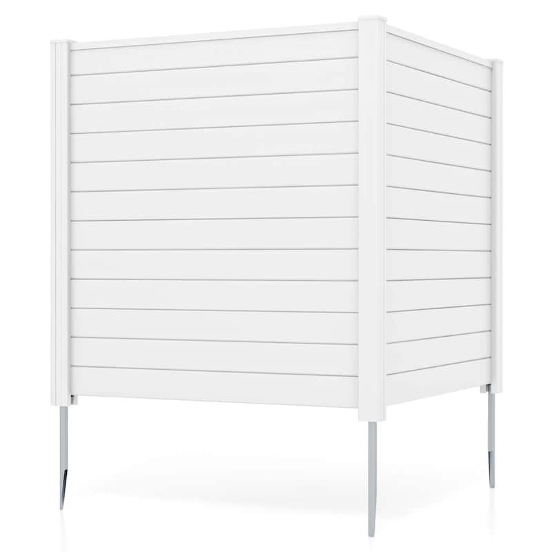 Costway Outdoor 48"L x 48"H PVC Privacy Fence Panels with Metal Ground - See Details - White