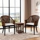 preview thumbnail 1 of 7, Bohemian 18" Seat W Rattan Barrel Arm chair with Upholstered Seat Accent Chair Set of 2 - Brown Blackwash-Black