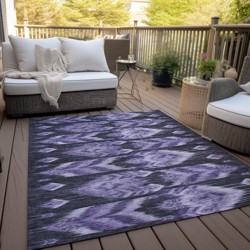 Machine Washable Indoor/ Outdoor Chantille Abstract Boho Rug - Purple - 3' x 5'
