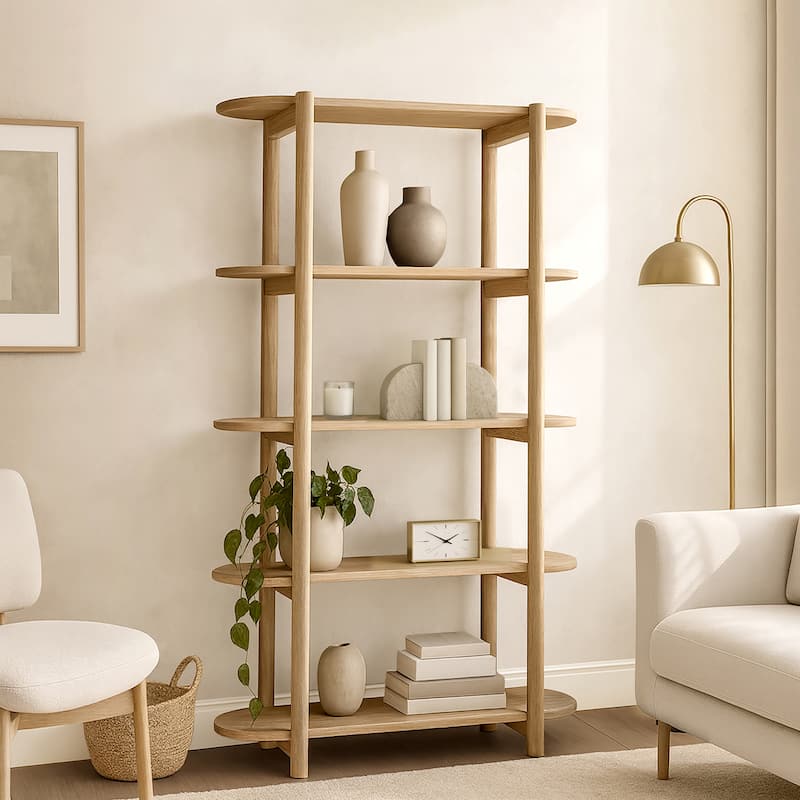 Bower Home 60" Modern Wood Bookcase - 32 W x 15 D x 60 H"