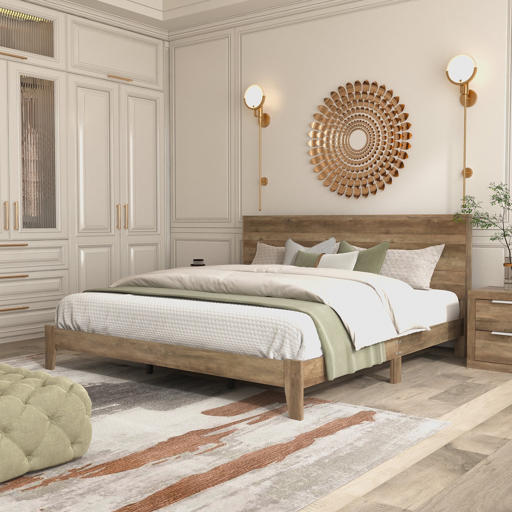 Light wood shop bed frame king