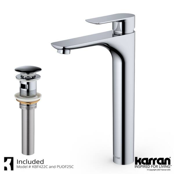 slide 2 of 24, Karran Kayes Single Hole Single Handle Vessel Bathroom Faucet with Matcing Pop-up Drain Chrome