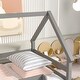 preview thumbnail 5 of 19, Twin over Twin Size Wood Loft Bed with Roof Design, Safety Guardrail and Ladder
