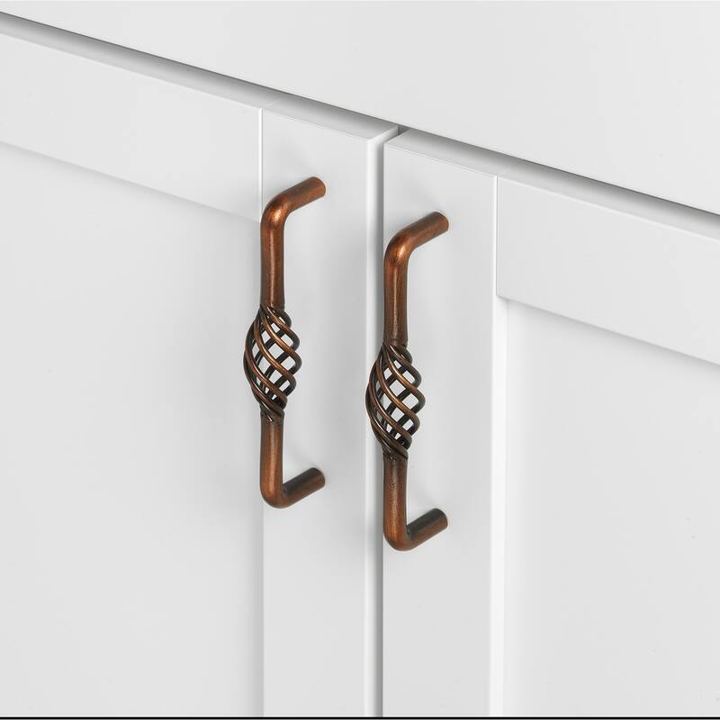 GlideRite 5-inch Screw Center Twisted Birdcage Cabinet Hardware Pull - Rustic Bronze (Pack of 10)