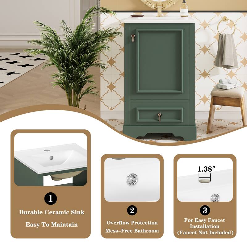 20 Inch Bathroom Vanity with Ceramic Sink