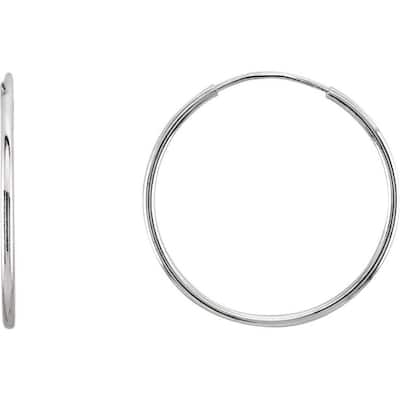 Curata 14k White Gold 20mm Polished Endless Hoop Earrings