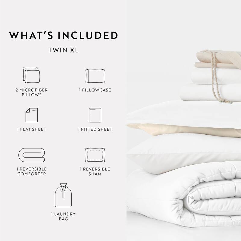 8pc Twin XL Solid Dorm Bedding Bundle