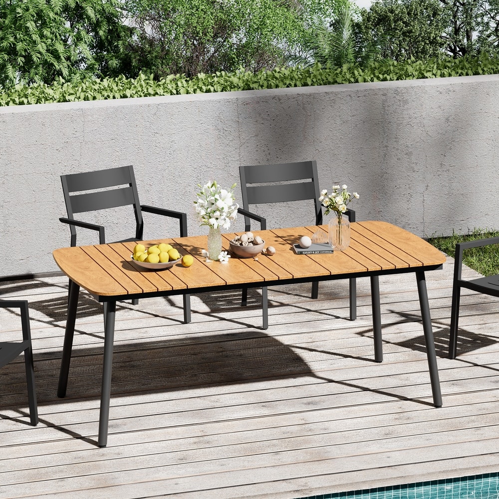 Outdoor Patio Dining Table Rectangular Aluminum Outdoor Table for 6/8/10 Person