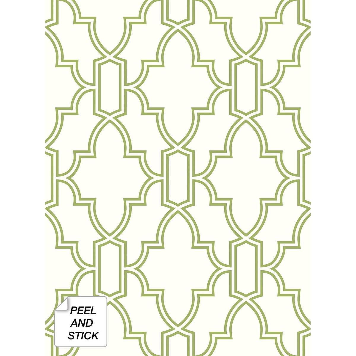 NextWall Green and White Tile Trellis Peel and Stick Wallpaper - 20.5 in. W x 18 ft. L