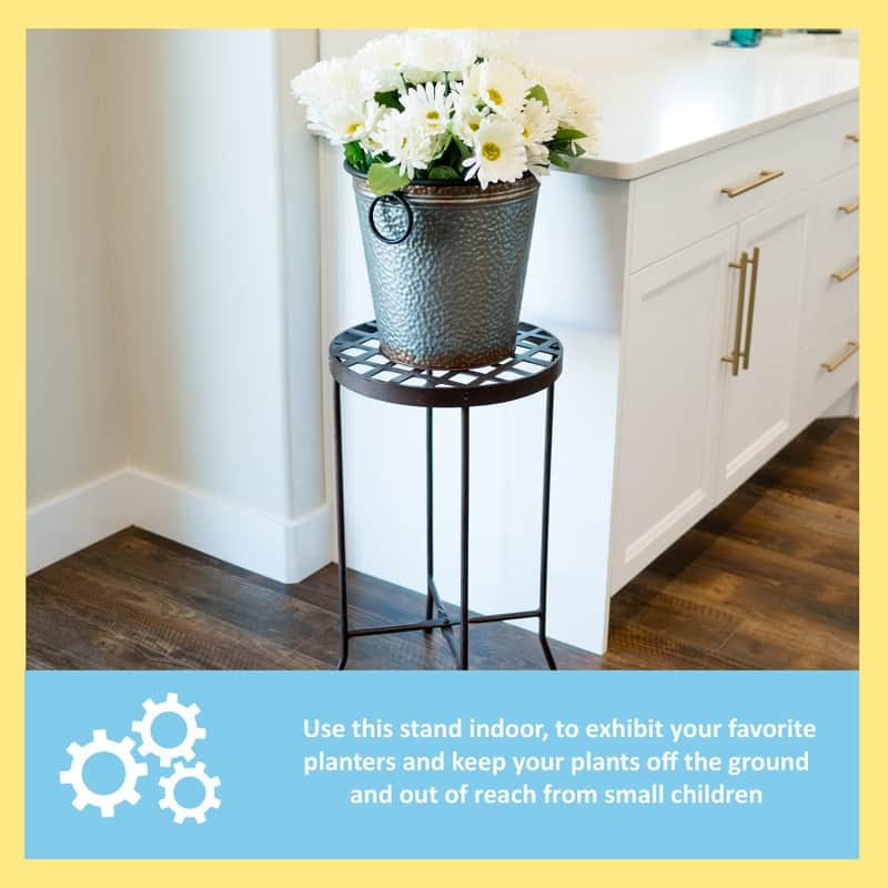 Achla Designs Large Round Table Flowers Plant Stand, 25 Inch Tall, Roman Bronze Powder Coat Finish