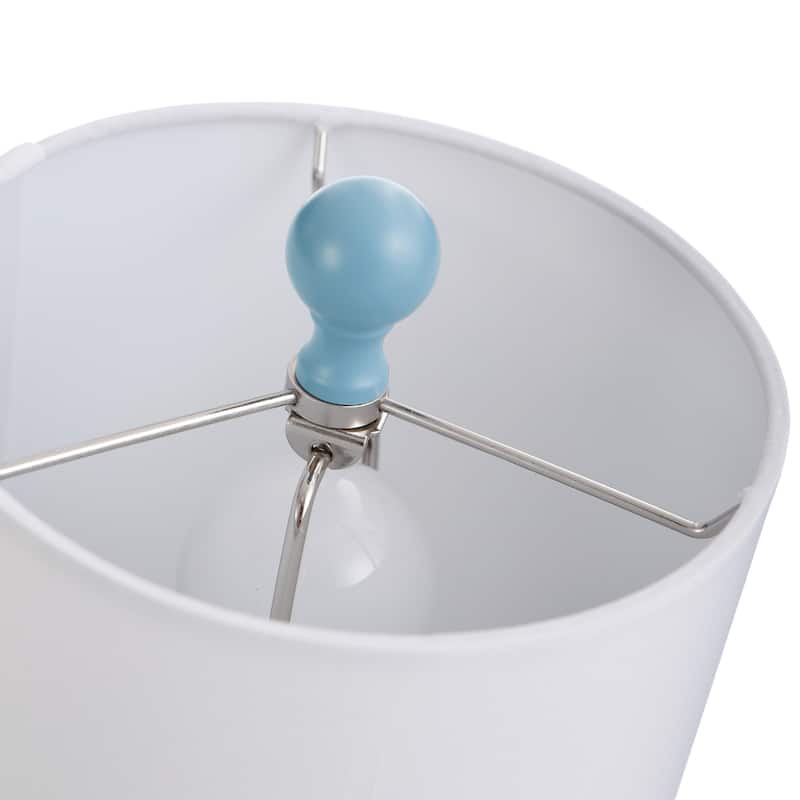 StyleCraft Blue Ceramic Table Lamp - White Hardback Fabric Shade