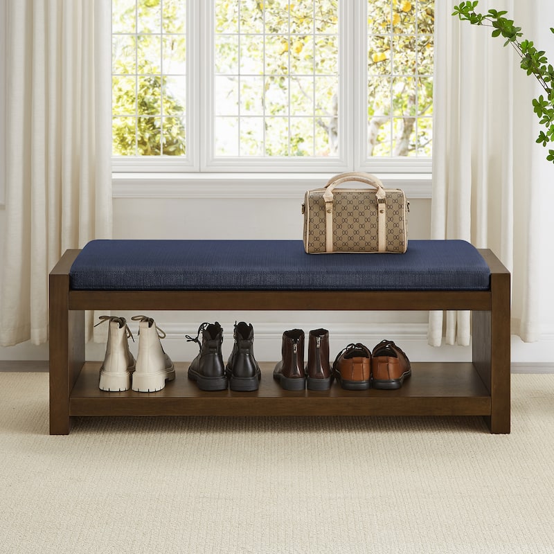 47" Accent Bench with Lower Shelf Shoe Rack