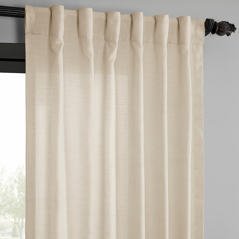 Exclusive Fabrics Raw Linen Weave Light Filtering Curtains for Bedroom & Living Room Curtains Pair - 2 Panel Drapes