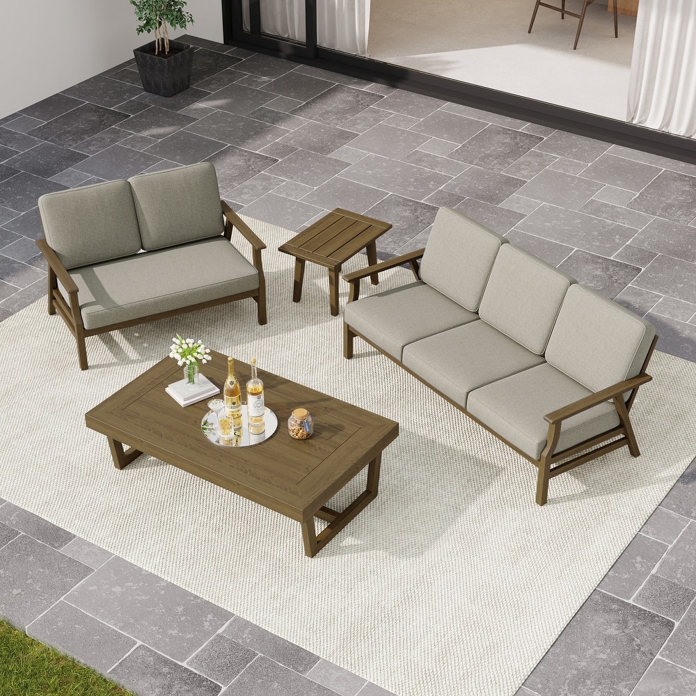 Arthur 4-Piece Teak Wood Patio Conversation Set