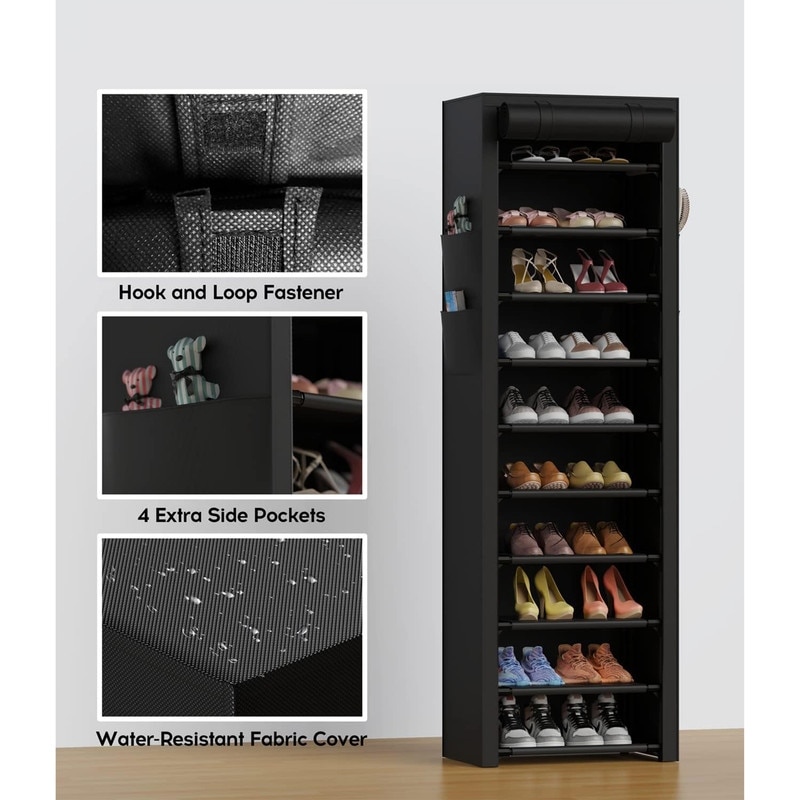 10 tier narrow shoe rack Simple and sturdy Freestanding shoe