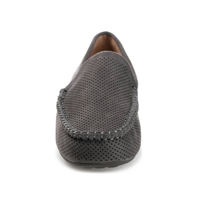 Journee Collection Women's Halsey Comfort Insole Slip On Round Toe Loafer Flats - Wide - Grey - 6.5