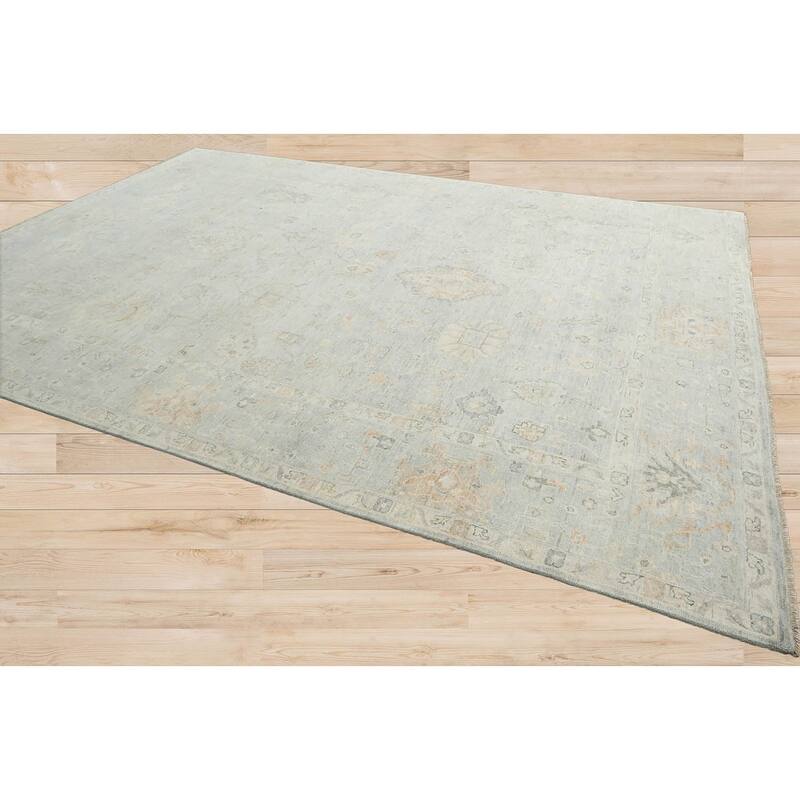 Hand Knotted Gray Turkish Oushak Wool Traditional Oriental Area Rug