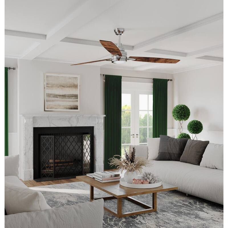 Gaze Collection 60" LED Reversible Three-Blade Ceiling Fan - 60 in x 60 in x 13.125 in