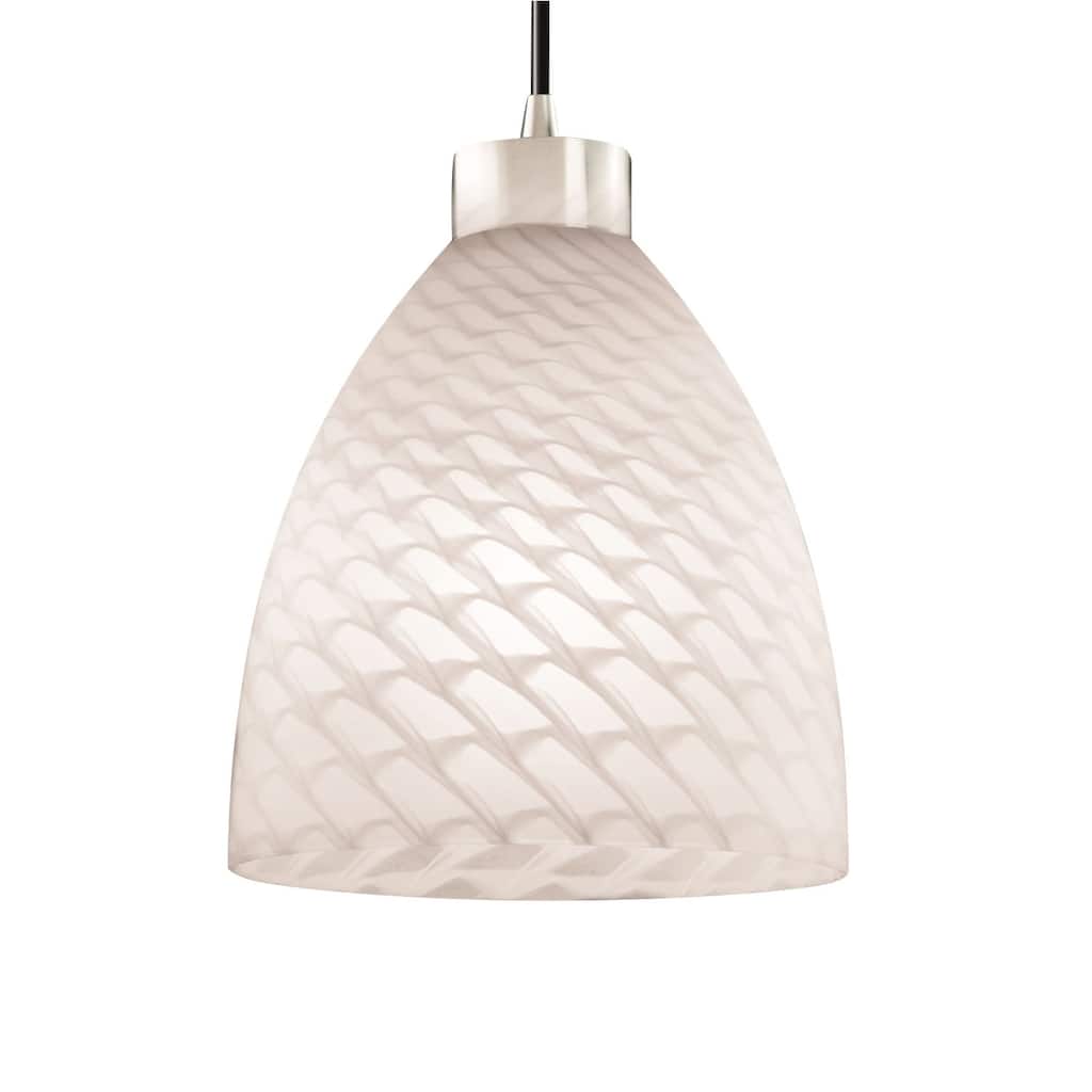 Justice Design Fusion 1-light Polished Chrome Pendant, Weave Tapered Cylinder Shade - Silver - Polished Chrome